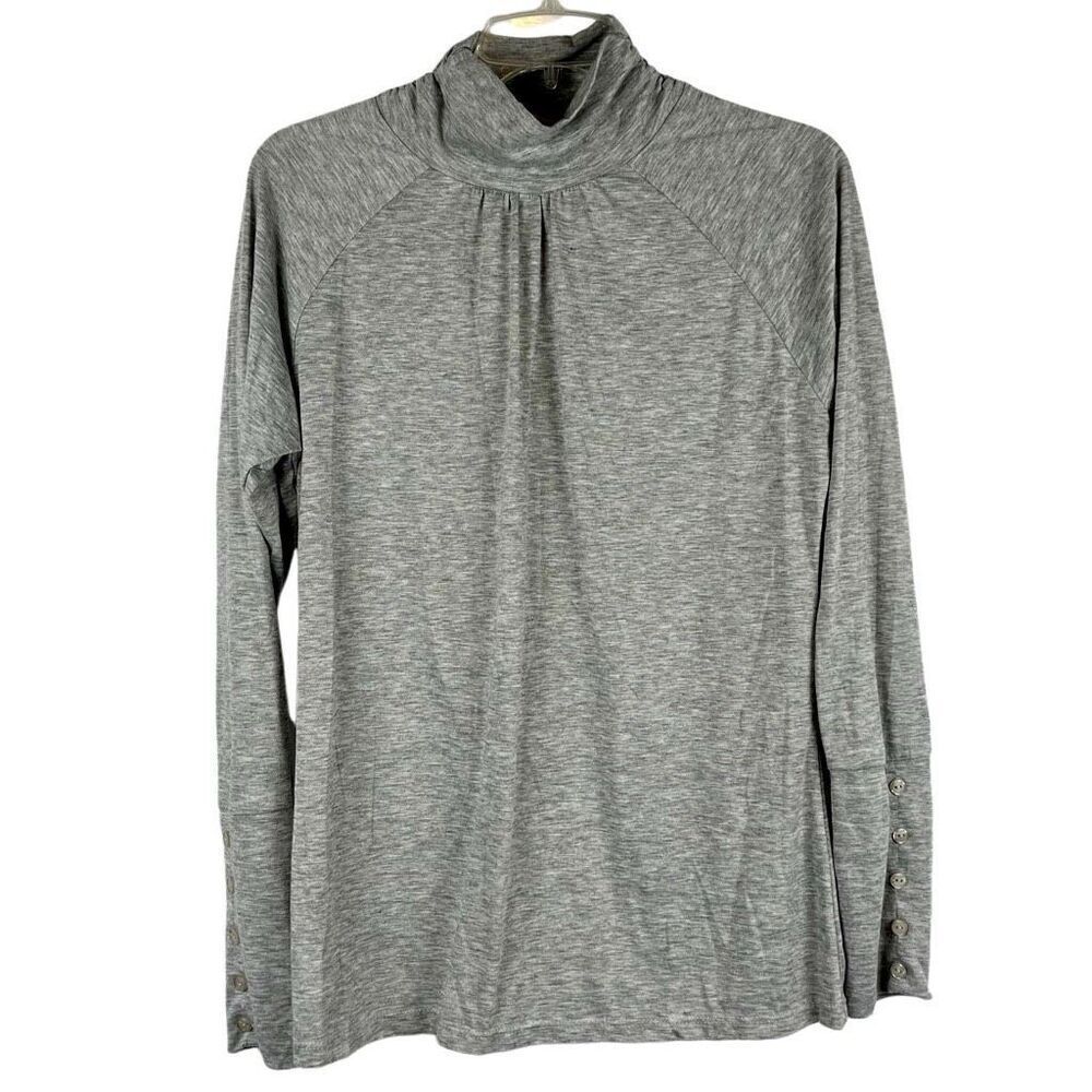 Joseph A. Women’s Gray Turtleneck Top Button Sleeves Large